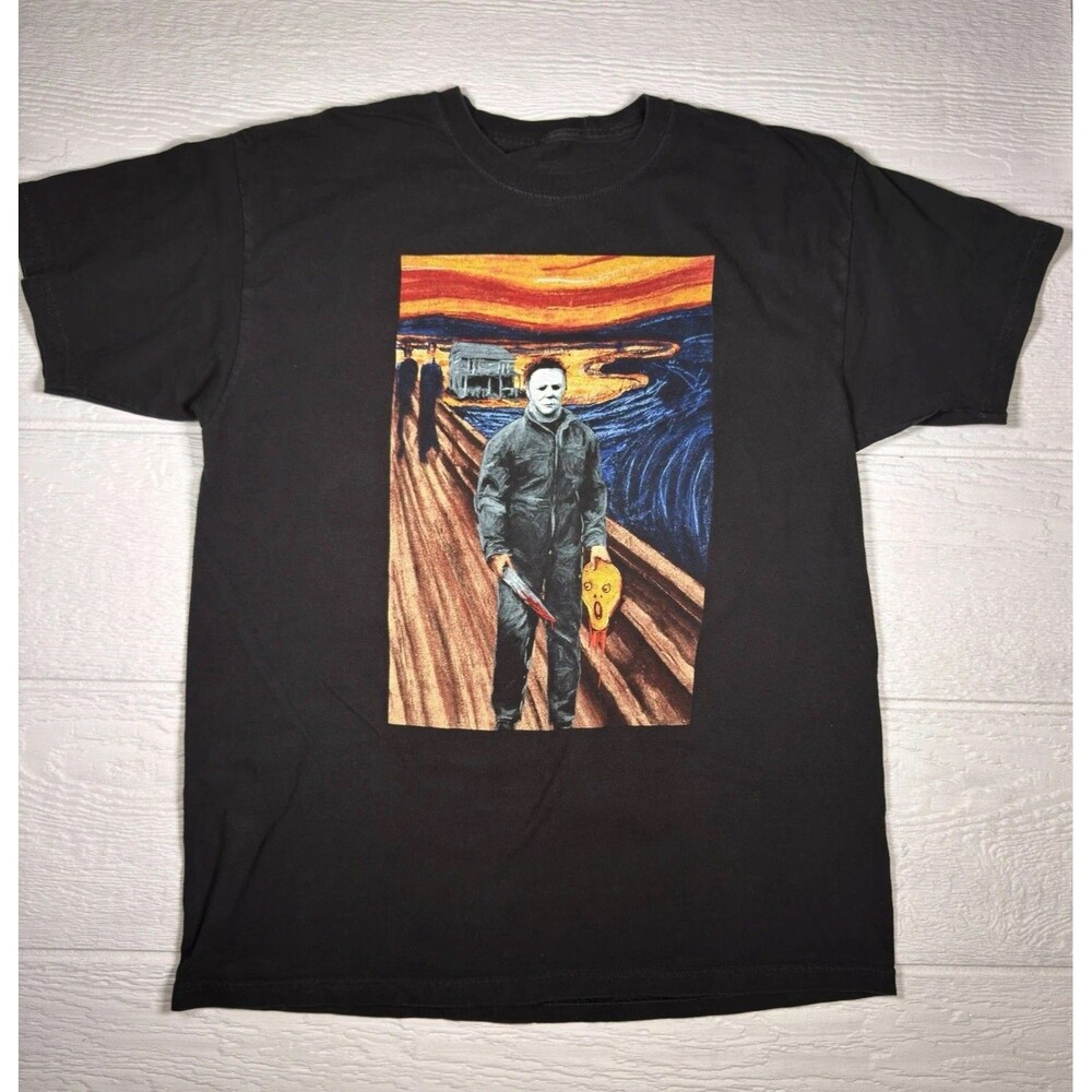 Michael Myers The Scream T Shirt Mens L Halloween Horror Graphic Tee Black 2021